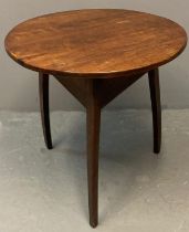 19th century pine cricket table. 68cm diameter, 67cm high approx. (B.P. 21% + VAT)