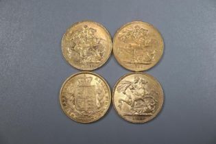 Four Victorian gold full Sovereigns dated 1881, 1882, 1883 and 1884. (4) (B.P. 21% + VAT)