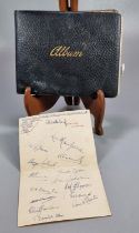 An interesting autograph album appearing to date from the 1940s wartime period and earlier, to