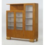 A Cypriot beech veneered plywood bookshelf unit
