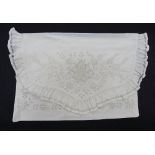 A large Cypriot white cotton envelope bag