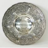 A large Greek footed silver fruit bowl