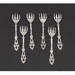 A Cypriot set of six silver sweetmeat forks
