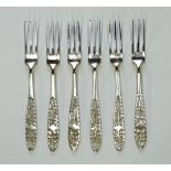 A set of six G. Stephanides filigree silver sweetmeat forks
