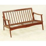 A stained beechwood two seater sofa