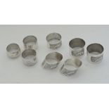 A collection of eight Cypriot silver napkin rings