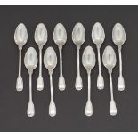 A set of ten silver tea spoons