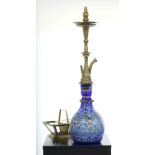 A Bohemian blue glass Nargile / hookah