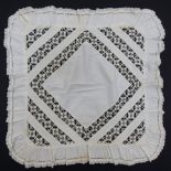 A Cypriot white cotton square tablecloth