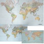 A collection of three large maps of the world