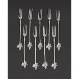A Cypriot set of nine silver sweetmeat forks
