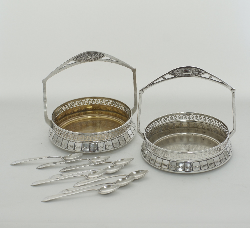 Hans Ofner (Attr.) A pair of silver plated Art Deco muffin baskets