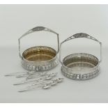 Hans Ofner (Attr.) A pair of silver plated Art Deco muffin baskets
