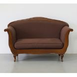 A stained beech two seater couch