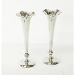 A pair of Chinese silver bud vases