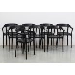 A set of eight black steelwood chairs by MAGIS