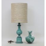 A ceramic table lamp