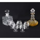 Two crystal decanters with five Nachtmann brandy balloons