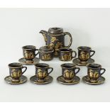 A Greek black matte ceramic coffee set