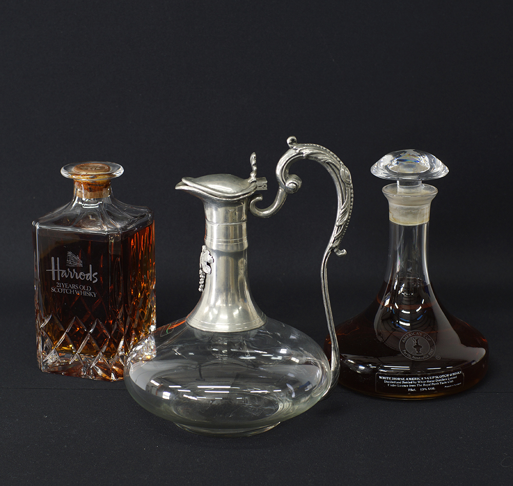 A collection of decanters