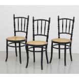 A set of three Austrian Fischel bentwood chairs