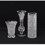 Three Bohemian hand cut crystal vases