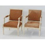 A pair of open armchairs in Louis XVI style