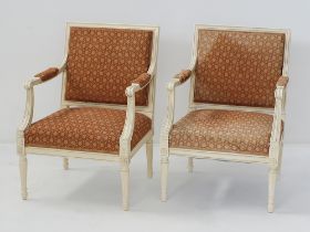 A pair of open armchairs in Louis XVI style
