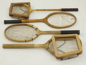 Vintage wooden tennis rackets