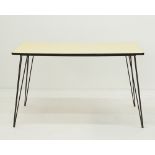 Yellow and black Formica kitchen Table