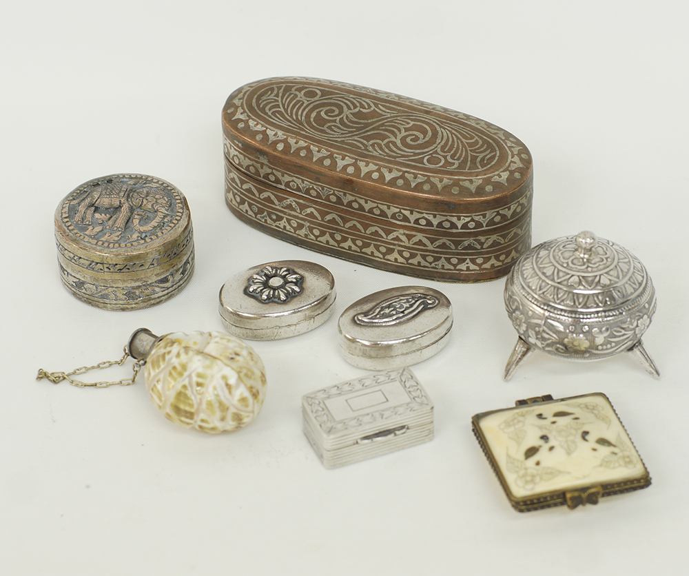 A collection of small metal boxes