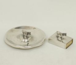 G. Stephanides Cypriot silver ashtray and match holder