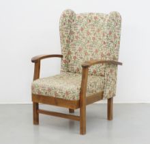 A grandmother's open wing armchair