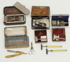 A collection of razor equipment