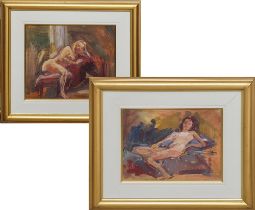 David Lloyd Smith, two sketches of seated nudes