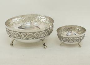 A Cypriot set of two silver rose bowls