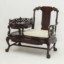 A Chinese style carved hardwood chair