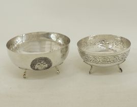 Two Cypriot silver rose bowls