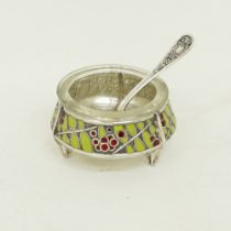 A Russian silver and enamel caviar bowl