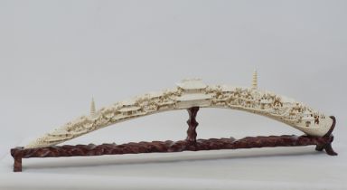 A Chinese carved elephant ivory tusk