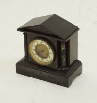 A French black slate mantle clock