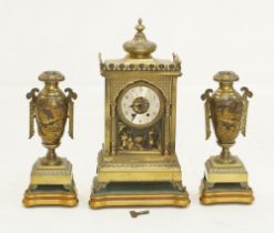 A Fine French bronze clock garniture