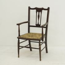 An English open side armchair