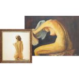 Two oil paintings depicting nudes