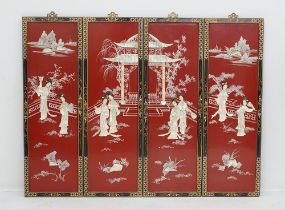 Chinese four fold panels with figures
