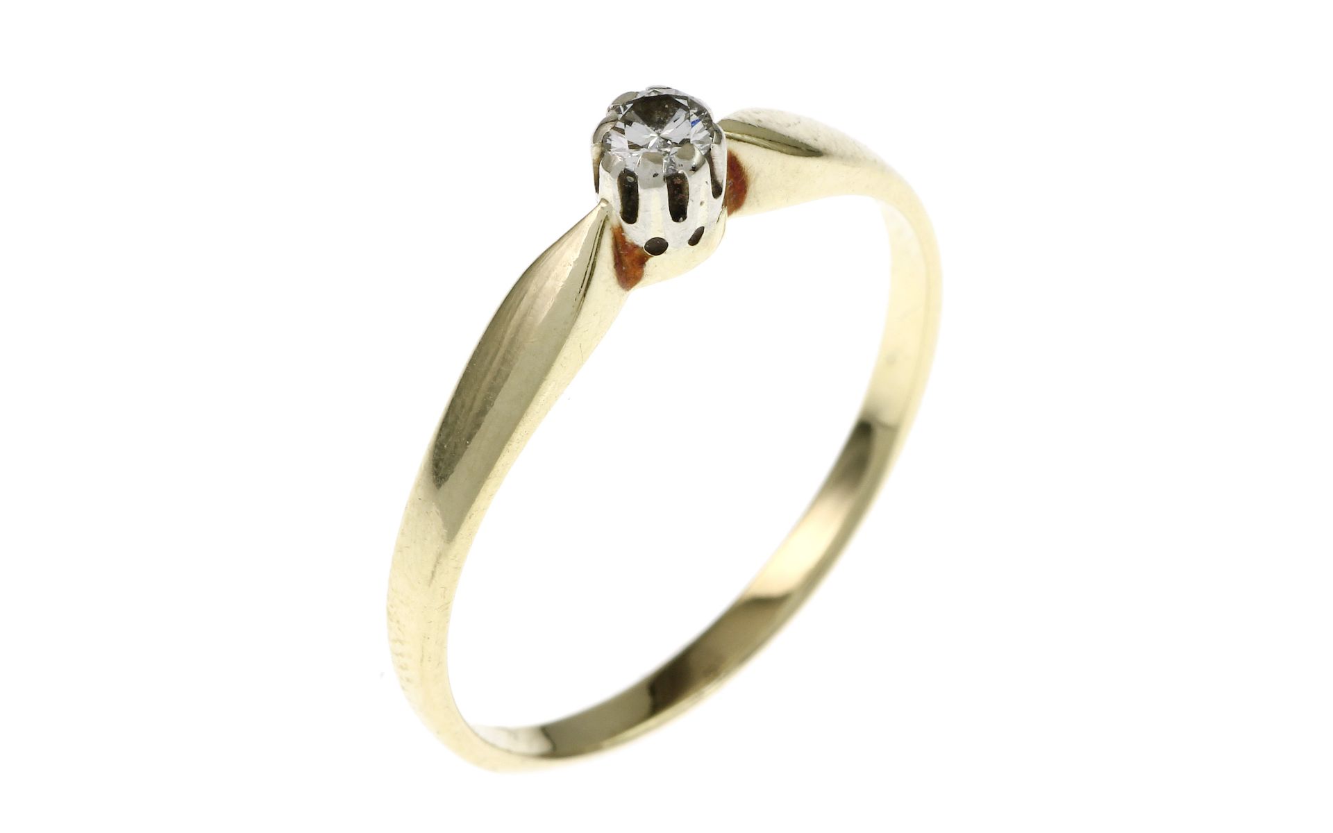 Ring 1.79g 585/- Gelbgold mit Diamant ca. 0.05 ct.. Ringgroesse ca. 55