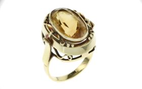 Ring 8.8g 585/- Gelbgold mit Citrin. Ringgroesse ca. 57