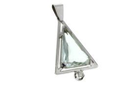 Anhaenger 2.5g 585/- Weissgold mit Diamant ca. 0.07 ct. und Aquamarin