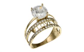 Ring 3.24g 585/- Gelbgold mit Zirkonia. Ringgroesse ca. 55