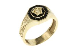 Ring 5.55g 585/- Gelbgold mit Steinen. Ringgroesse ca. 64